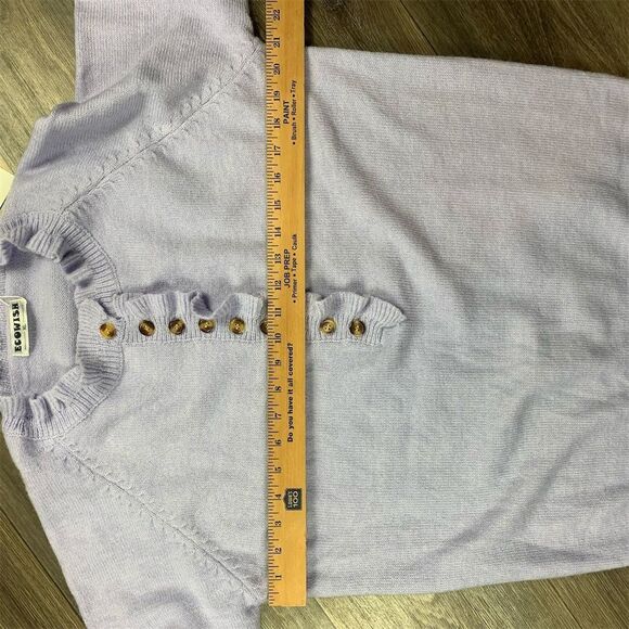 Ecowish Women's XL Purple Ruffle Knit Button Down Cardigan Sweater Long Sleeve - Picture 4 of 7